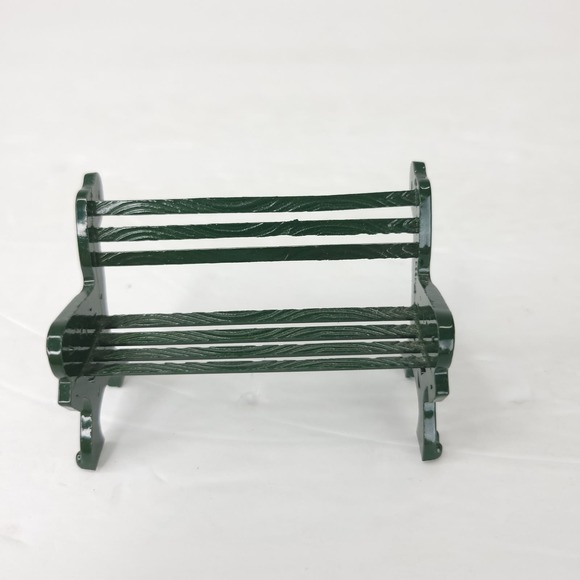 Lemax Metal Green Bench Ornate Work Winter Holiday Village Accessory - Picture 6 of 6